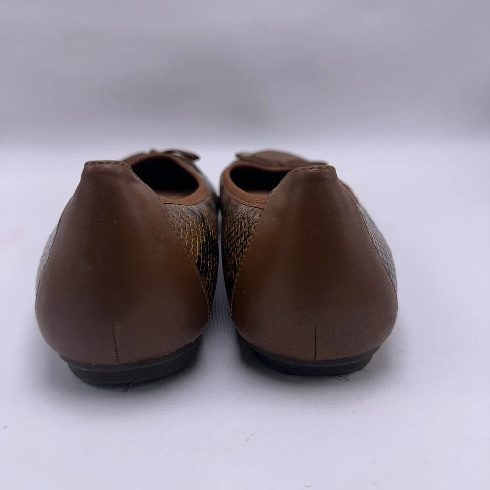 Vionic Minna Boa Ballet Flats Brown Snake Reptile Women's Size‎ 10